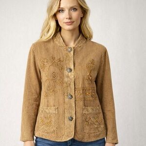 Flashback 100% Cotton Gold Embroidered Jacket